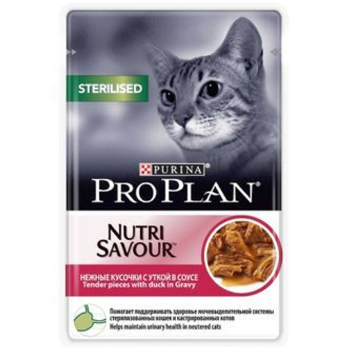 Purina Pro Plan Sterilised Влажный корм для стерилизованных кошек кусочки в соусе с уткой, 85 г