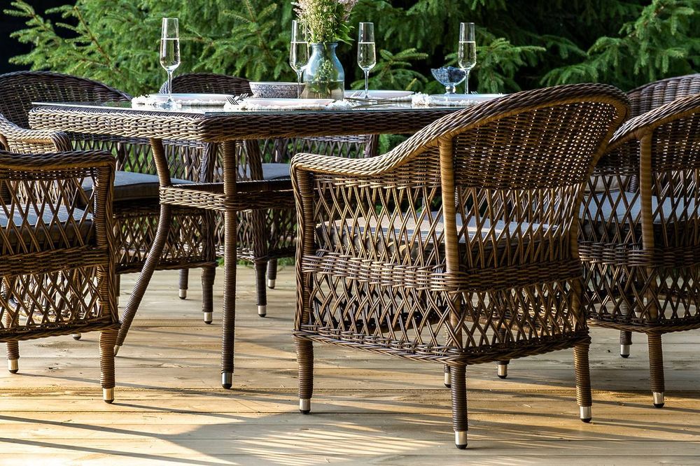 "Амароне" обеденная группа из искусственного ротанга на 6 персон, цвет коричневый