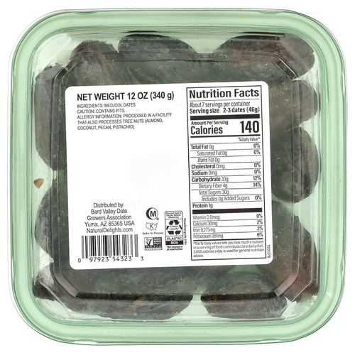 Natural Delights, Свежие финики Medjool, цельные, 340 г (12 унций)