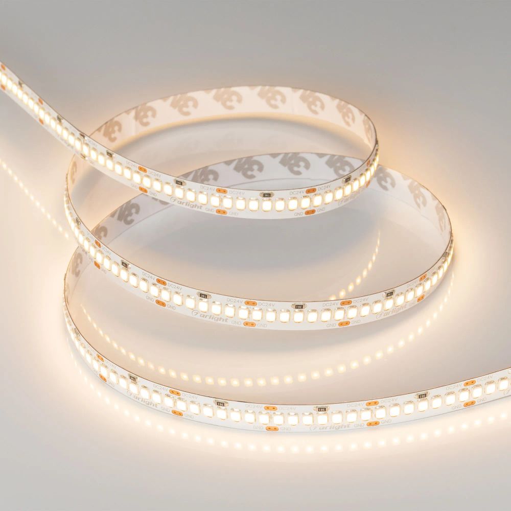 Светодиодная лента RT-A252-10mm 24V Warm3000 (11 W/m, IP20, 2835, 5m) (Arlight, Открытый) 022652(2)