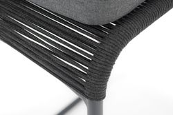 "Ането" стул барный плетеный из роупа, каркас алюминий темно-серый (RAL7024) муар, роуп темно-серый круглый, ткань темно-серая 027