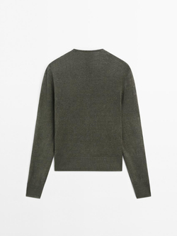 Massimo Dutti Легкий кардиган из 100% льна, зеленый