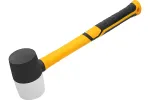 Киянка резиновая, 225 г, черно-белая, фибергласовая рукоятка c TPR покрытием Denzel, 11101