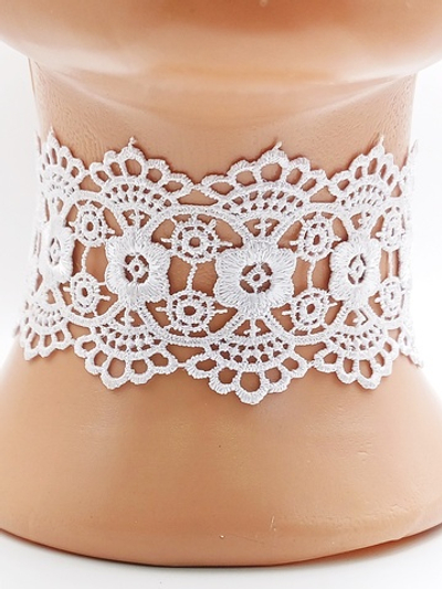 Чокер Ажурный белый 4,5 см со шнуровкой. Гипюр
