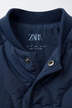 ZARA СТЕГАНЫЙ БОМБЕР, СИНИЙ