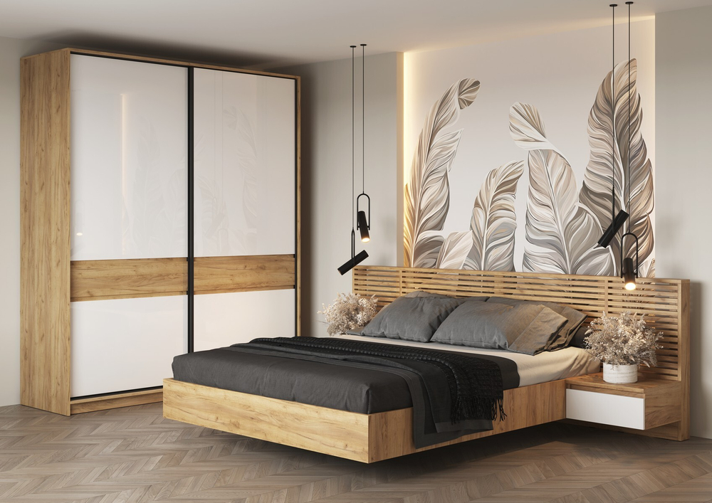 БОСТОН ШК-005 Шкаф-купе МДФ (Комплект) Дуб Крафт золотой / Белый