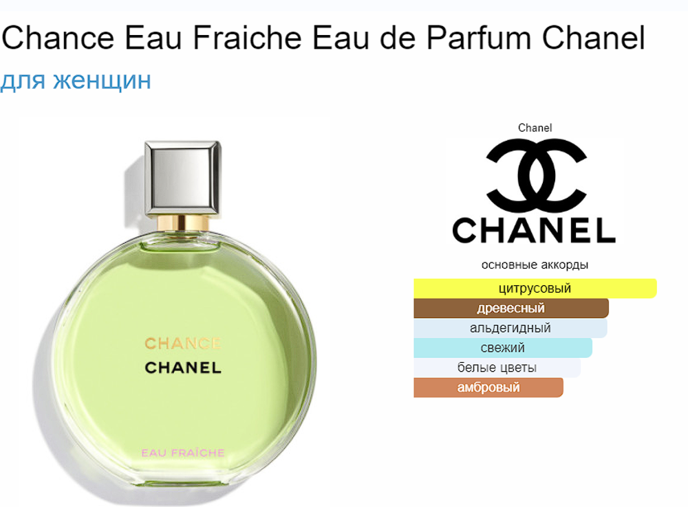 Chanel Chance Eau Fraiche Eau de Parfum Chanel 100 ml (брак пульверизатора- кривой)