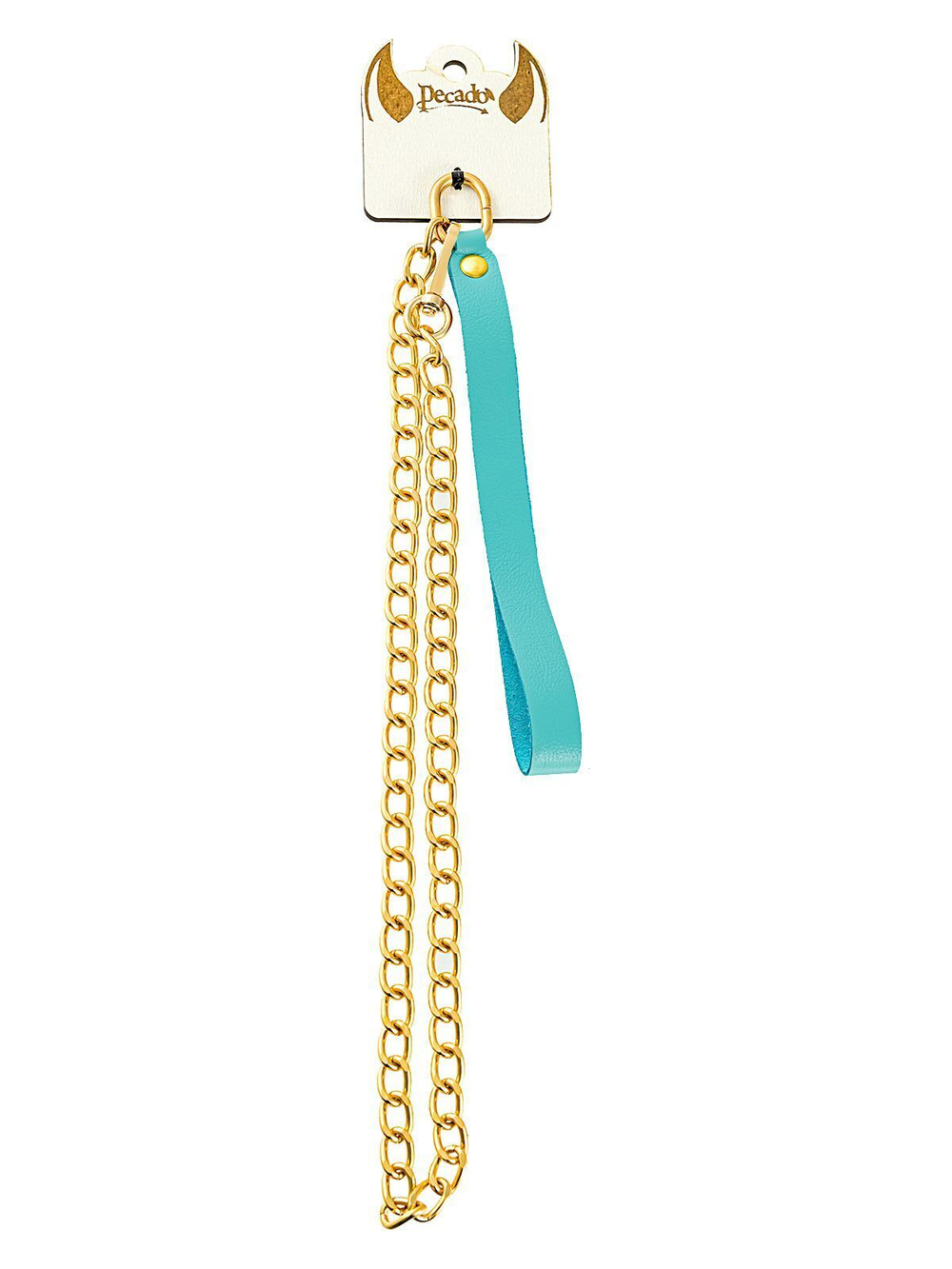 Голубой кожаный поводок с карабином для ошейника - 80 см. (Цвет: голубой)