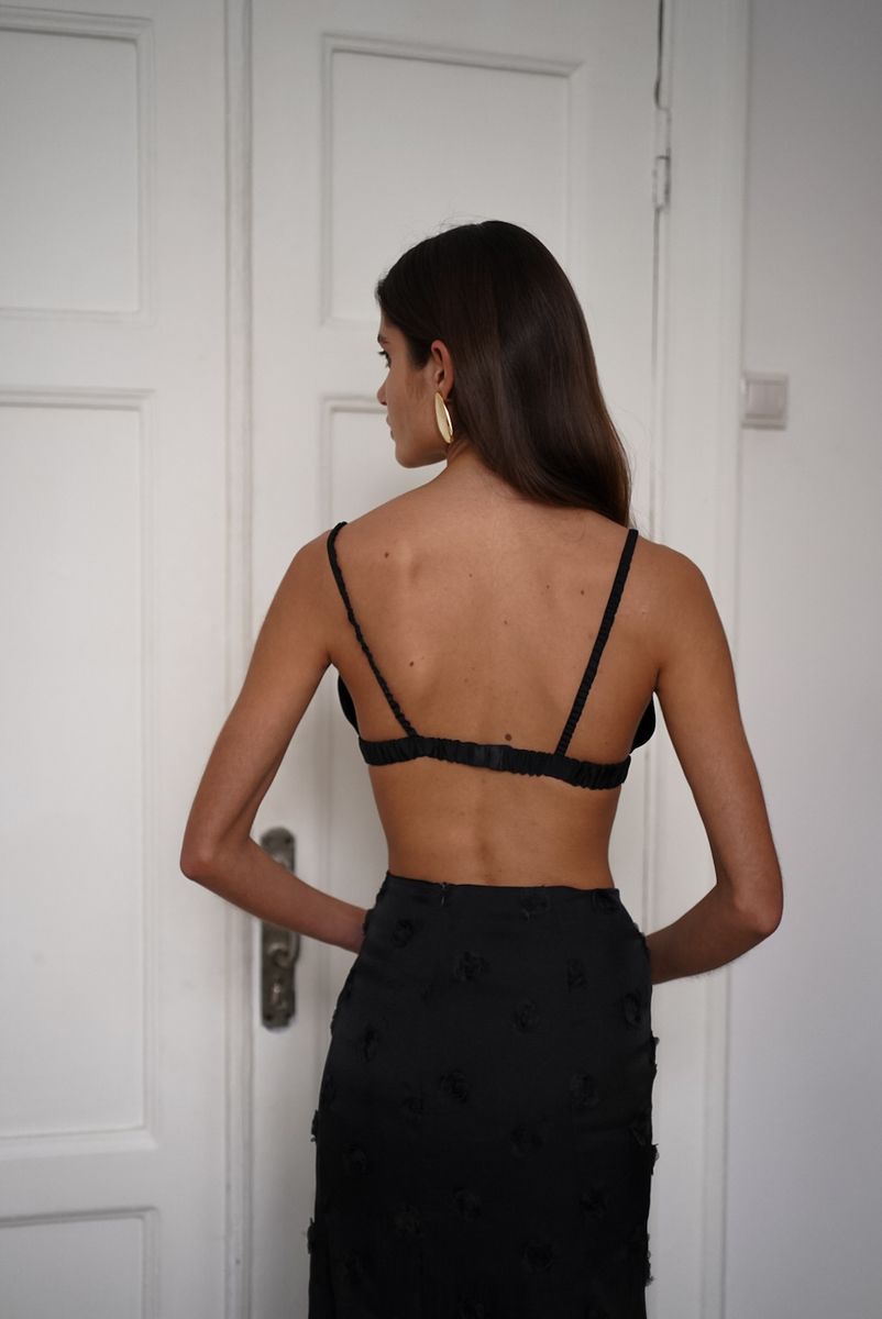 Топ бюстье из шелка черный