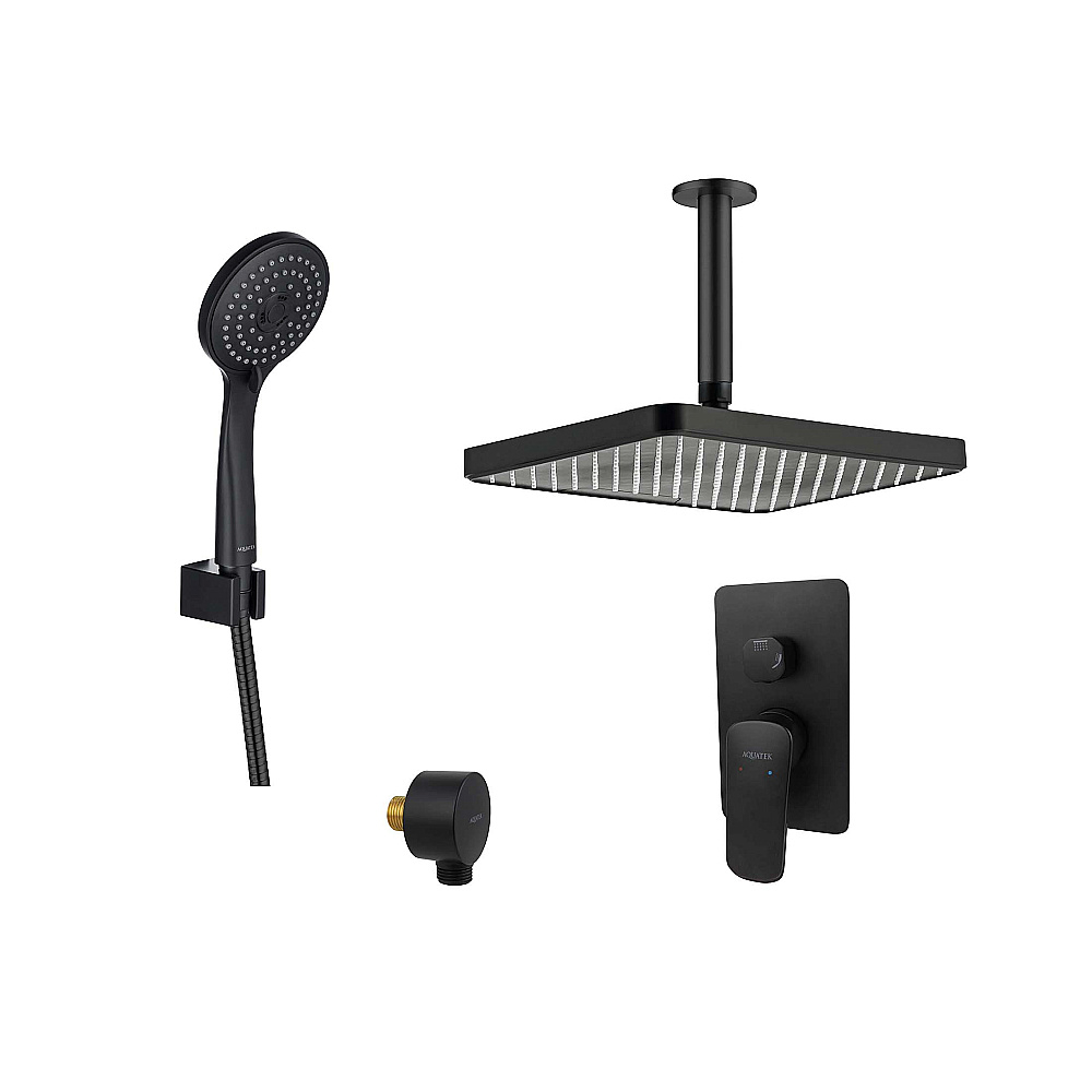 Душевая система Aquatek ВЕГА Set 4 в 1 (AQ1046MB+AQ2071MB+AQ2454MB+AQ2010MB) черный матовый