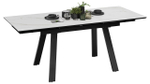 Стол кухонный обеденный раздвижной Черный муар/Керамика матовая серый мрамор 140(200)х85х76 см