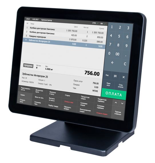 Сенсорный моноблок POScenter Atlas (15&quot;, PCAP, J4125, RAM 4Gb, SSD M2 128Gb, без MSR) без ОС