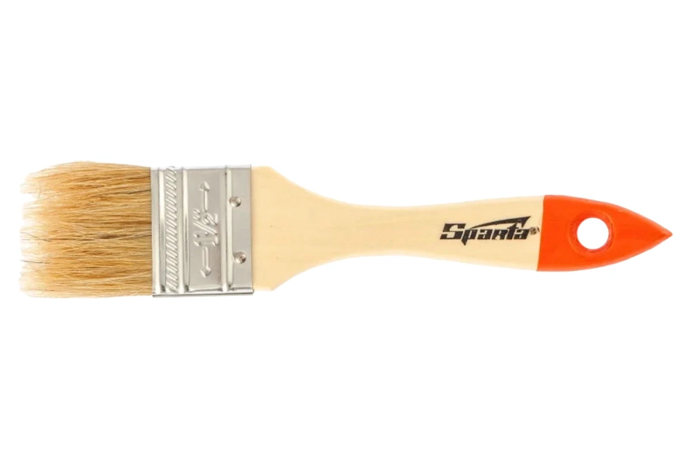 Кисть плоская Slimline 1,5" 38 мм, натуральная щетина, деревянная ручка Sparta