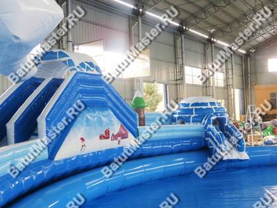 Надувной наземный аквапарк «Морское царство 3»  с фигурой пингвина, 16*16*6 м