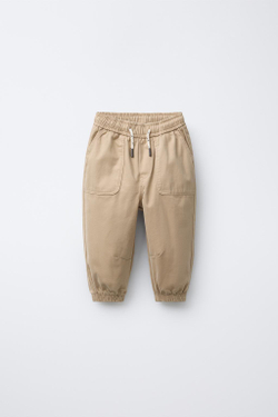 ZARA БРЮКИ-ДЖОГГЕРЫ В СТИЛЕ КОЛОР-БЛОК, ЭКРЮ