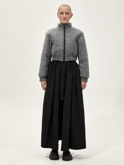 Бомбер стеганый укороченный "Брутализм". Серый