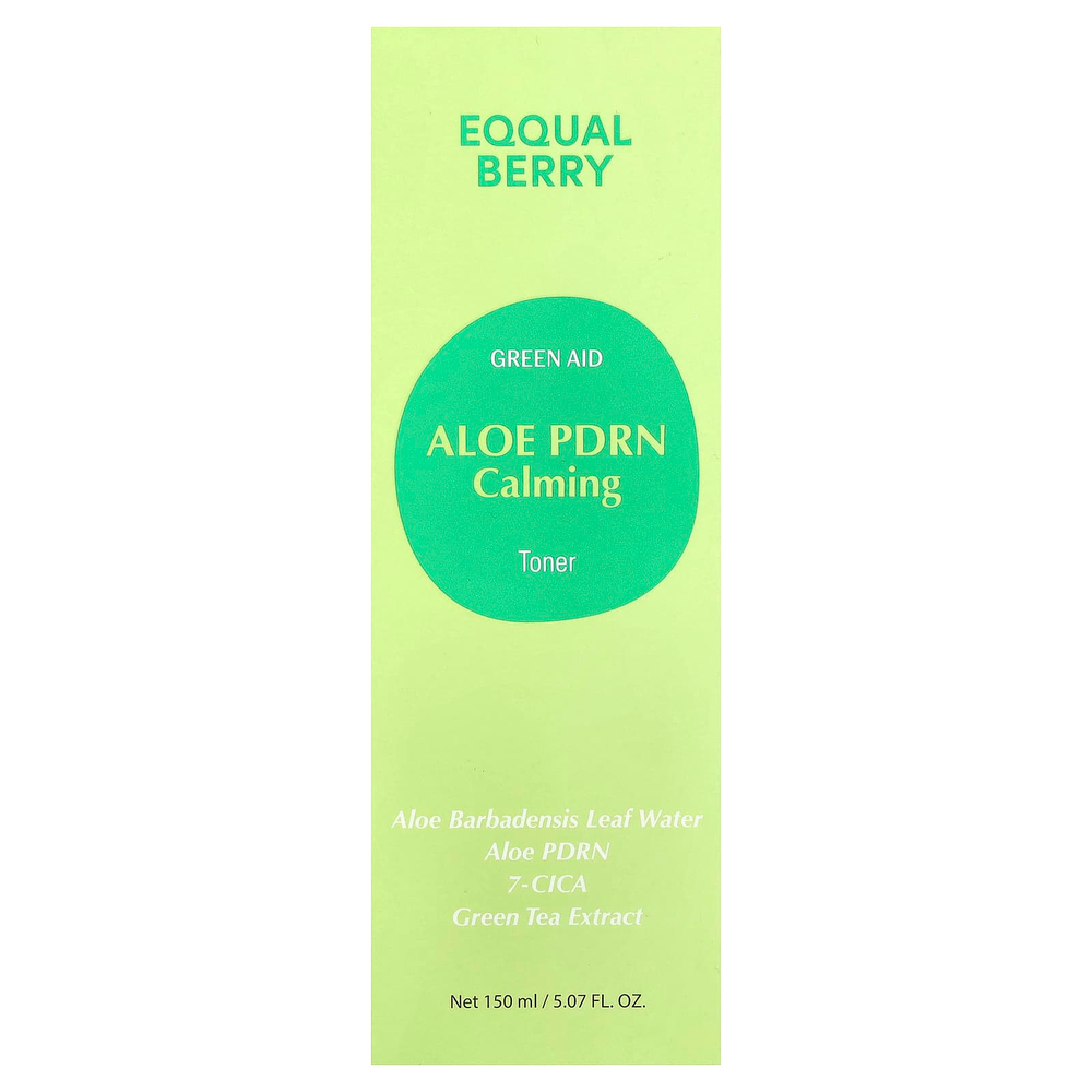 EQQUALBERRY, Green Aid, успокаивающий тоник с алоэ и ПФРН, 150 мл (5,07 жидк. унции)