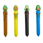 Ручка шариковая, автоматическая, 10в1, Basir, серия "АВОКАДО", 10-ти цветная, с резиновой фигуркой, 36 шт