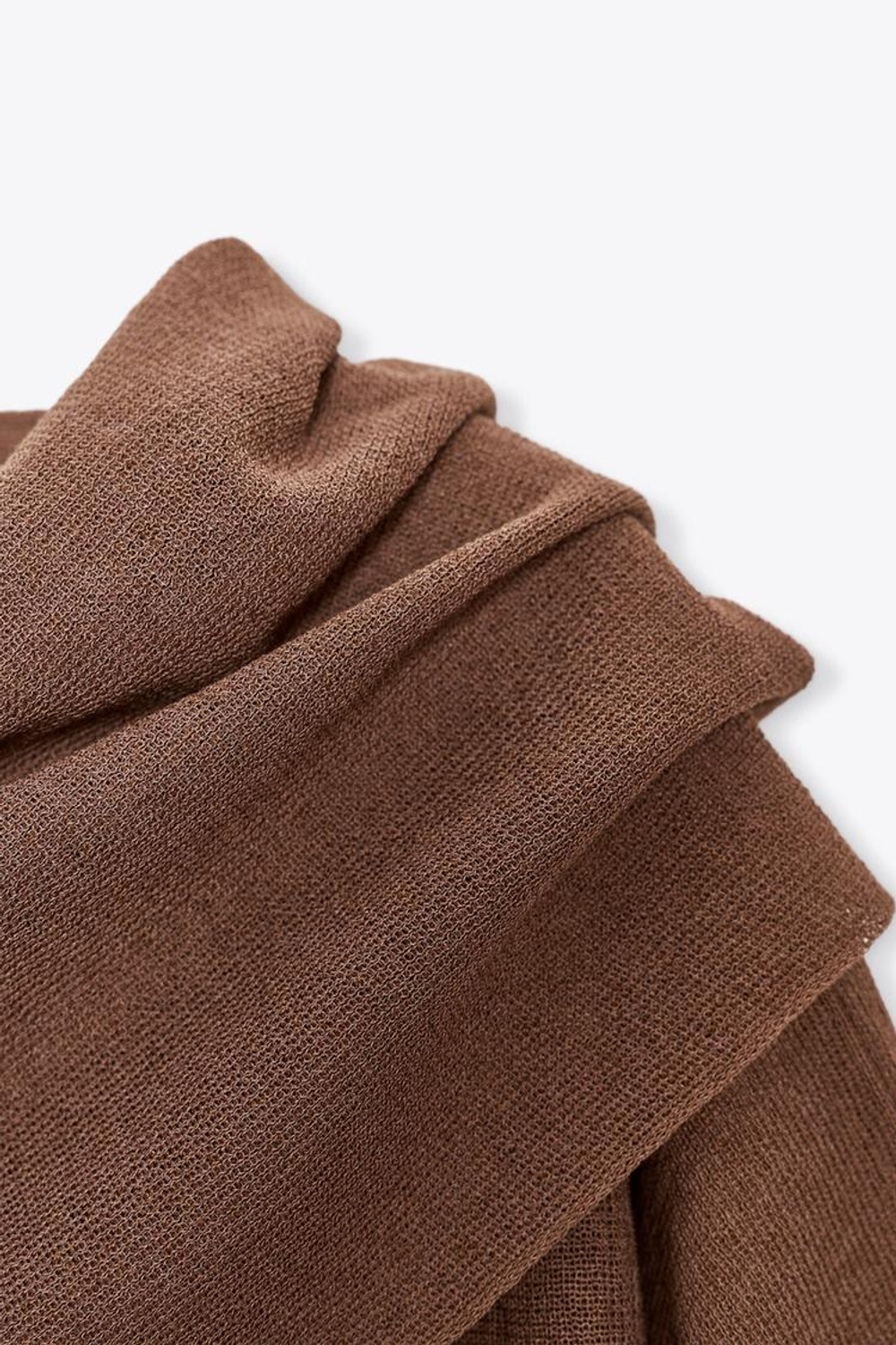 ZARA ОДНОТОННЫЙ ТРИКОТАЖНЫЙ ТОП-НАКИДКА, ШОКОЛАДНЫЙ