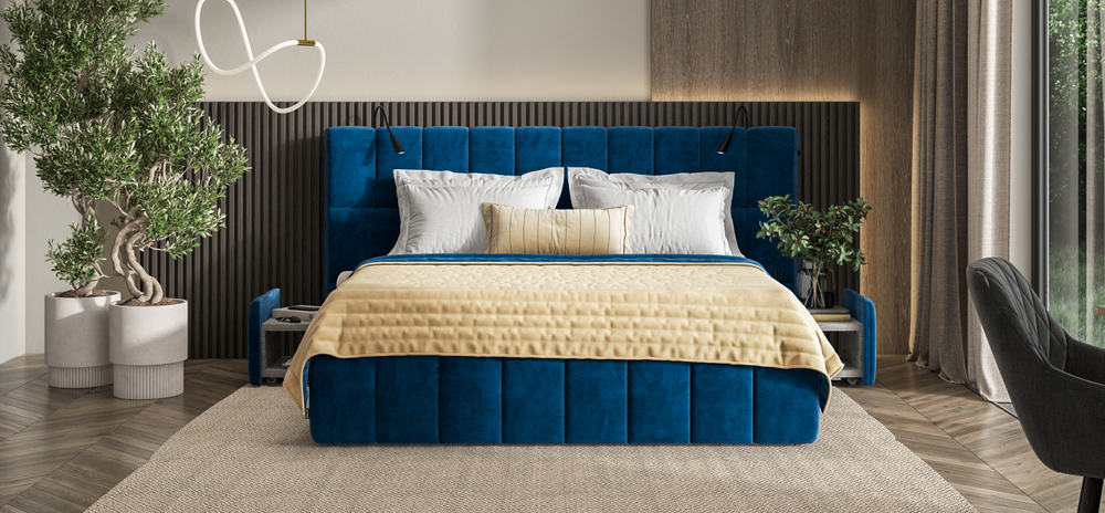 Босс ХО - покрывало Велюр Монолит индиго, Велюр Монолит сенд