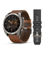 Смарт-часы Garmin Fenix 8 Amoled 51 мм Sapphire Titanium, коричневый ремешок натуральная кожа, 010-02905-40