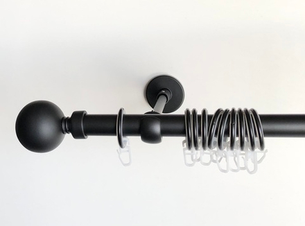Карниз кованый для штор Шар d20 однорядный, цвет черный матовый