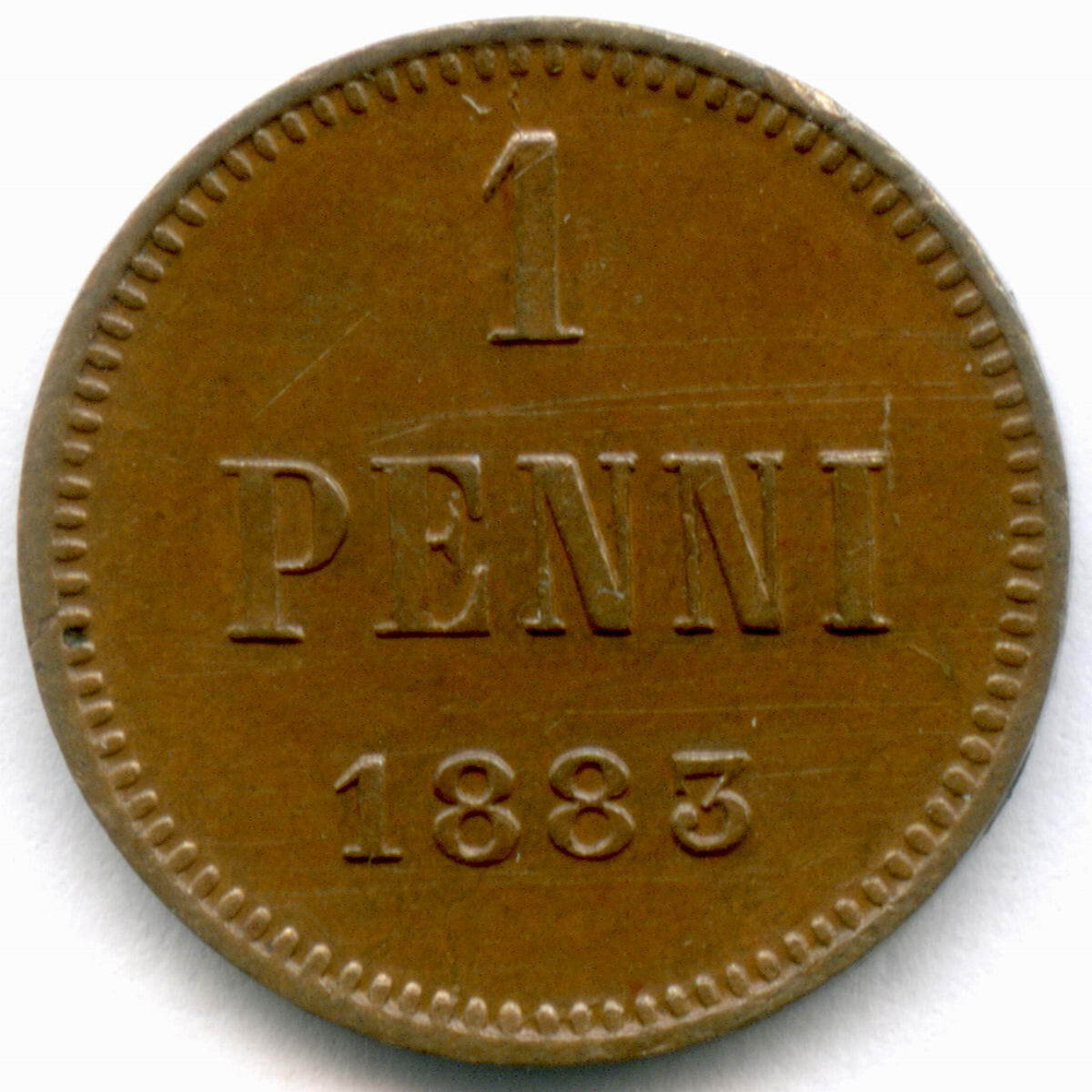 1 пенни 1883 год. Россия для Финляндии. XF-
