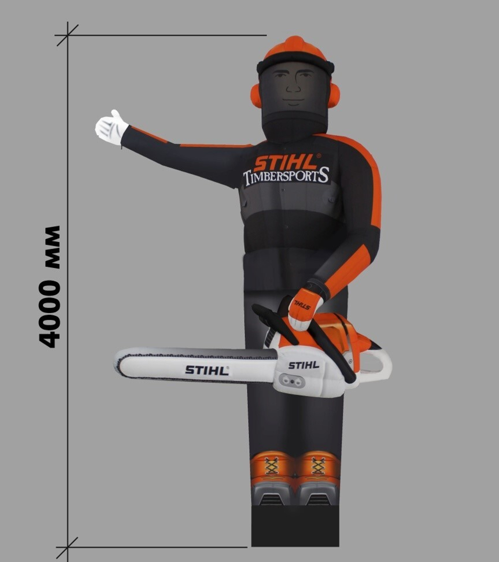 Фигура надувная "Человек с пилой", 4 м. (рукомах)