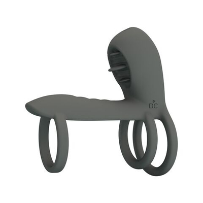 Серая насадка на пенис с 12 режимами вибрации (Цвет: серый)