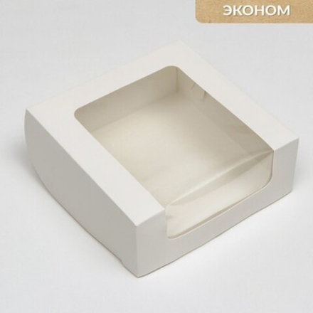 Коробка для печенья с окном, белая, 18 х 18 х 7 см