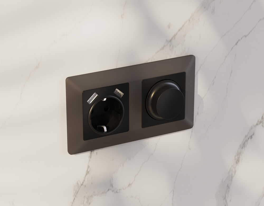 AP8055 Лицевая панель ALFA (Черный матовый) для светорегулятора универсального QUANT