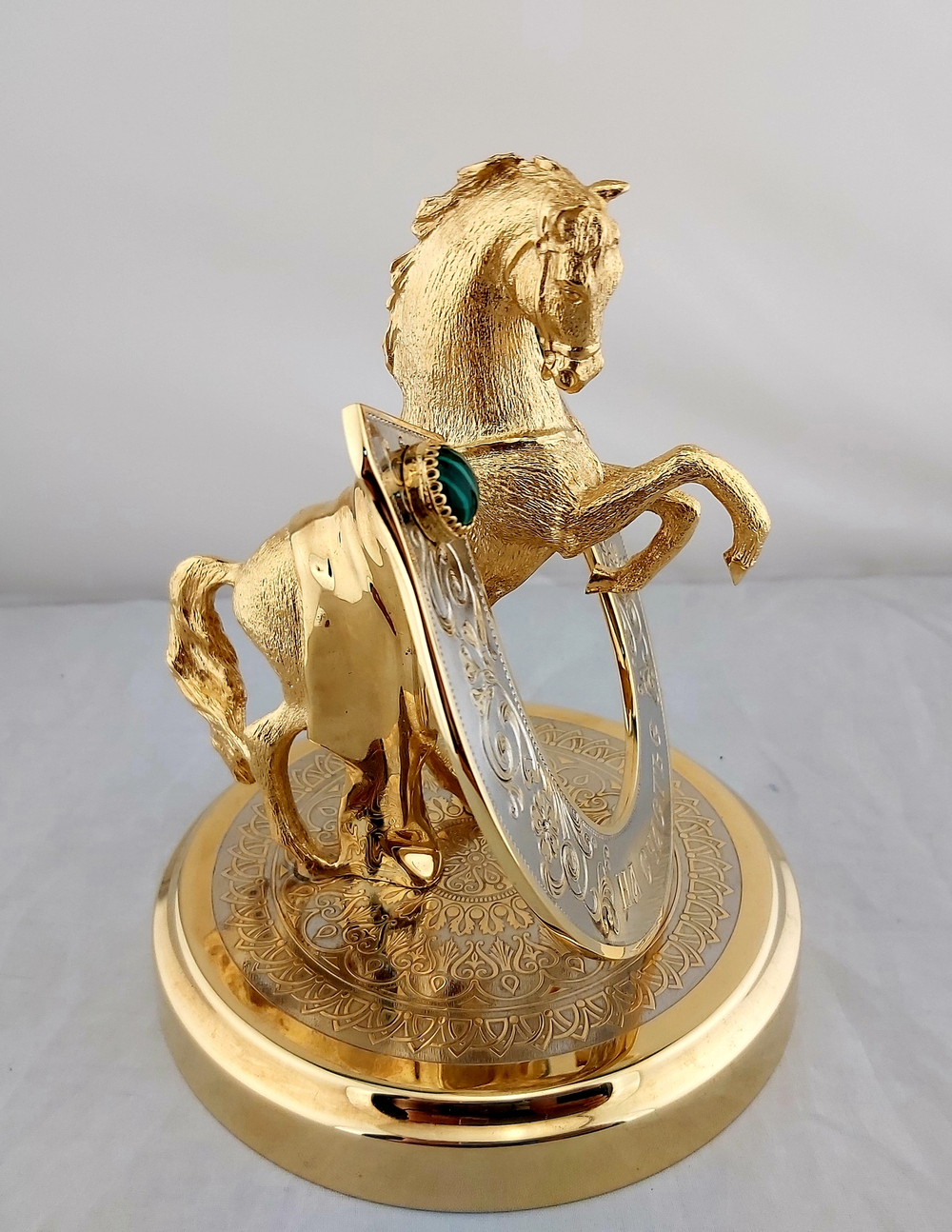 Конь с подковой "На счастье"  (Златоуст) с малахитом