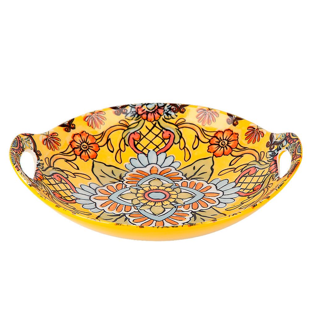 Блюдо с ручками "Arabesque" (желтый) 23,5*20*4см. (min9) (транспортная упаковка)