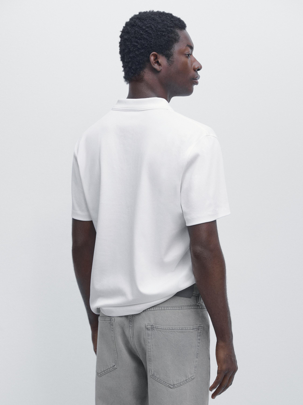 Massimo Dutti Поло из 100% хлопка с короткими рукавами, натуральный/кремовый