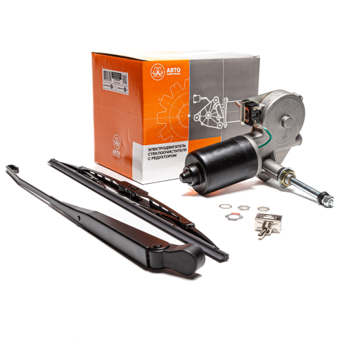 Привод заднего стеклоочистителя, МТЗ, ЮМЗ, ЛТЗ, КМЗ, КЗК, в сборе с рычагом и щёткой,12 В (ан. СЛ230М, 76.5205)