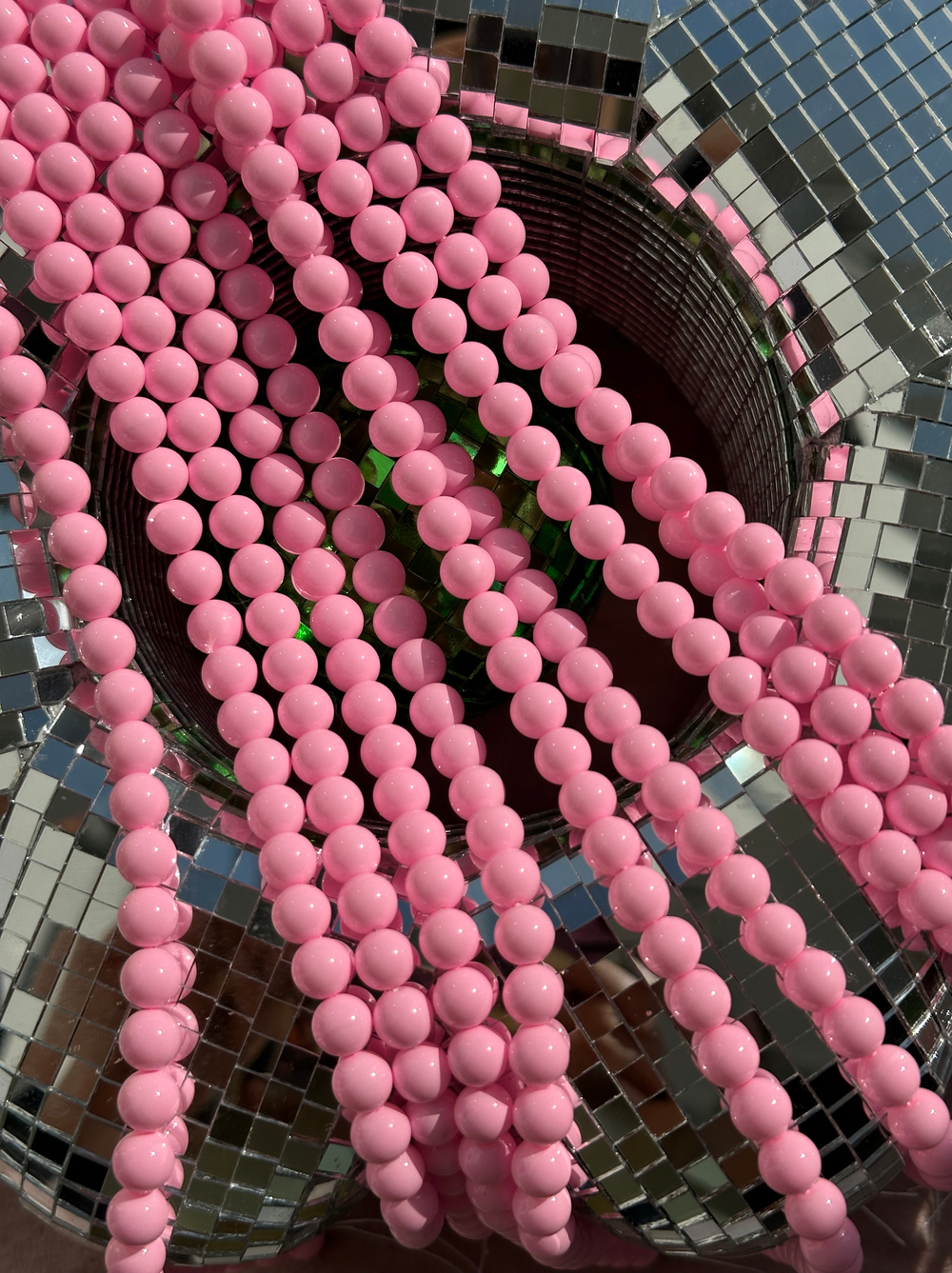 Нить бусин для украшений 8мм, "Майорка-Розовая" (имитация)