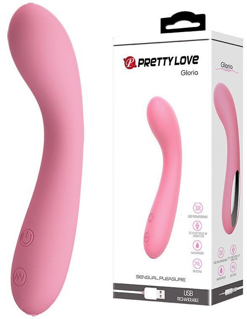 Нежно-розовый изогнутый вибратор Gloria - 16 см. (Цвет: нежно-розовый)