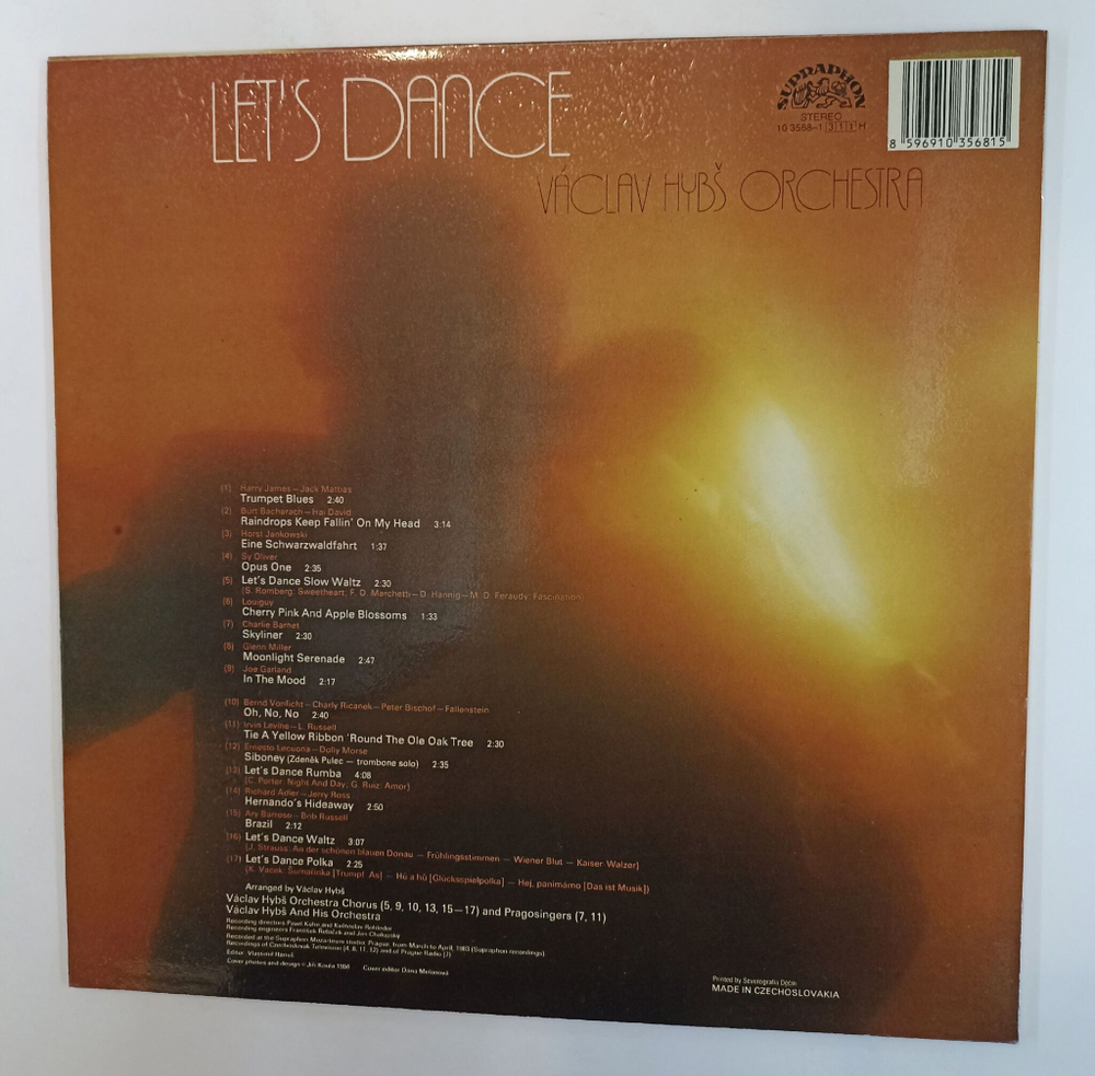 Винтажная виниловая пластинка LP Vaclav Hybs Orchestra Lets Dance (Чехословакия 1987)