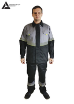 Костюм мужской летний «ЮЖНАЯ ШИРОТА» (куртка+полукомбинезон) цв.черный/серый