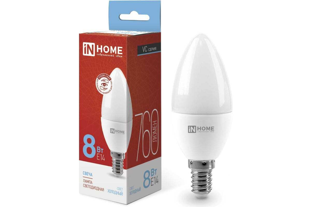 Лампа свд 8W 3000К Е14 свеча ASDIn Home