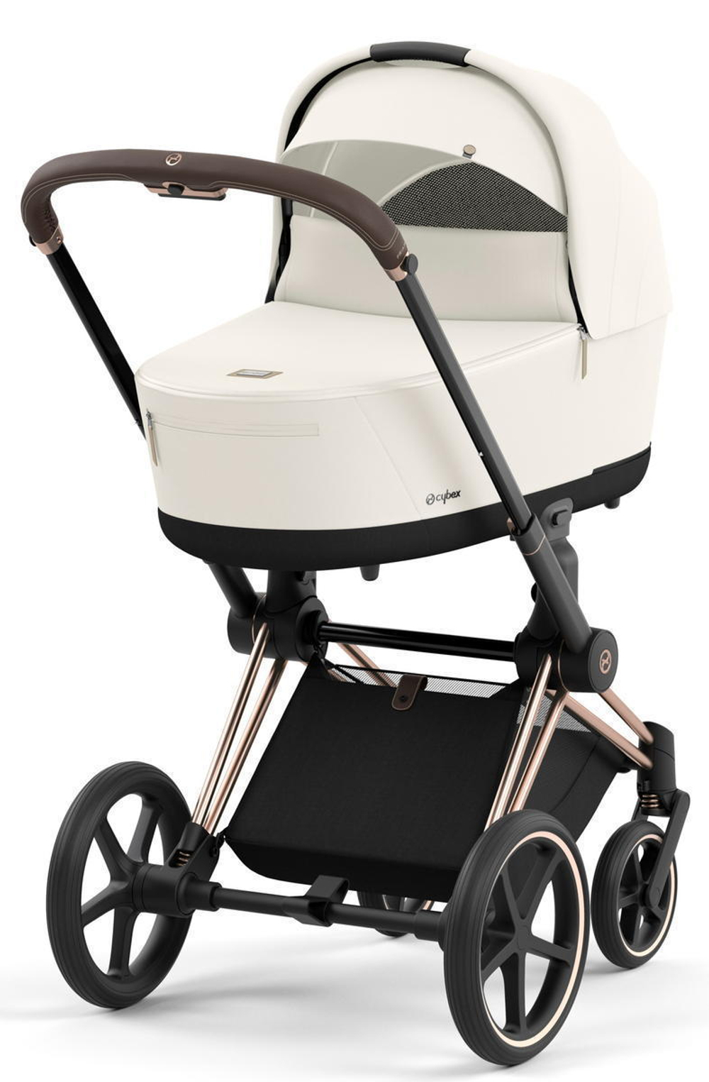 Коляска 3 в 1 Cybex Priam IV Rosegold complete и автокресло Cloud T i-Size Cozy Beige Plus Off White