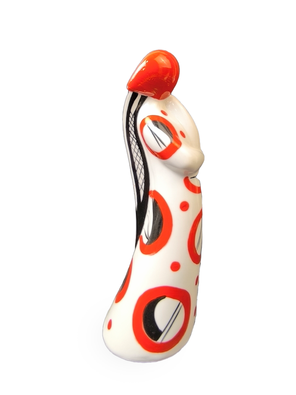 Фарфоровая статуэтка "Девушка с косой" в красном (Гжель)