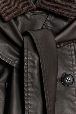 ZARA НАКИДКА ВОЩЕНАЯ С ОТСТЕГИВАЮЩИМСЯ ВОРОТНИКОМ, ТЕМНО-КОРИЧНЕВЫЙ