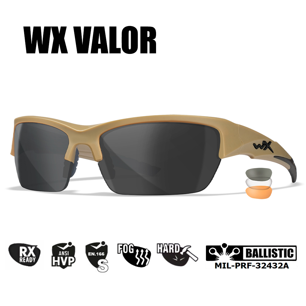 Очки тактические-защитные WILEY-X VALOR (FRAME MATTE TAN, LENS CLEAR + GREY + RUST)