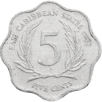 5 центов 1981-2000 Восточные Карибы