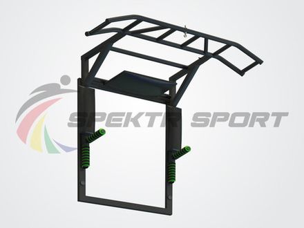 Турник-брусья-пресс на раме Прометей цельносварной с доп. хватами цв. белый Черный