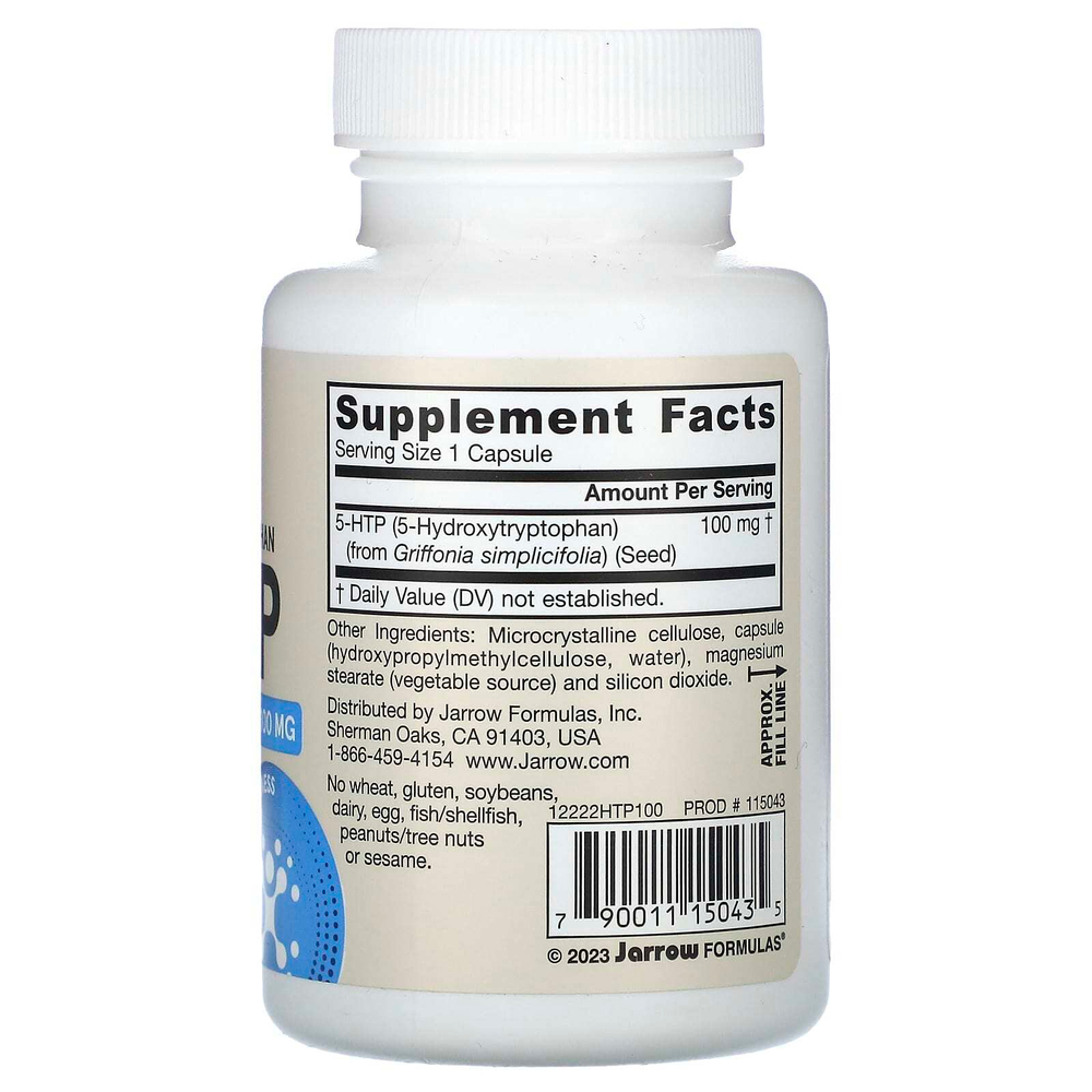 Jarrow Formulas, 5-гидрокситриптофан, 100 мг, 60 вегетарианских капсул
