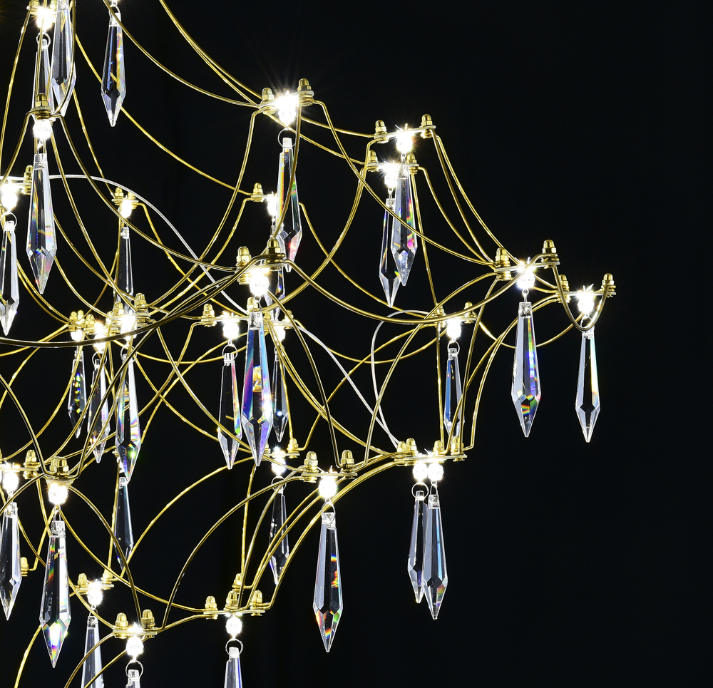 Подвесная люстра светодиодная с пультом и хрустальными подвесками Asfour MyFar Allegria MR2643-66P-76AP