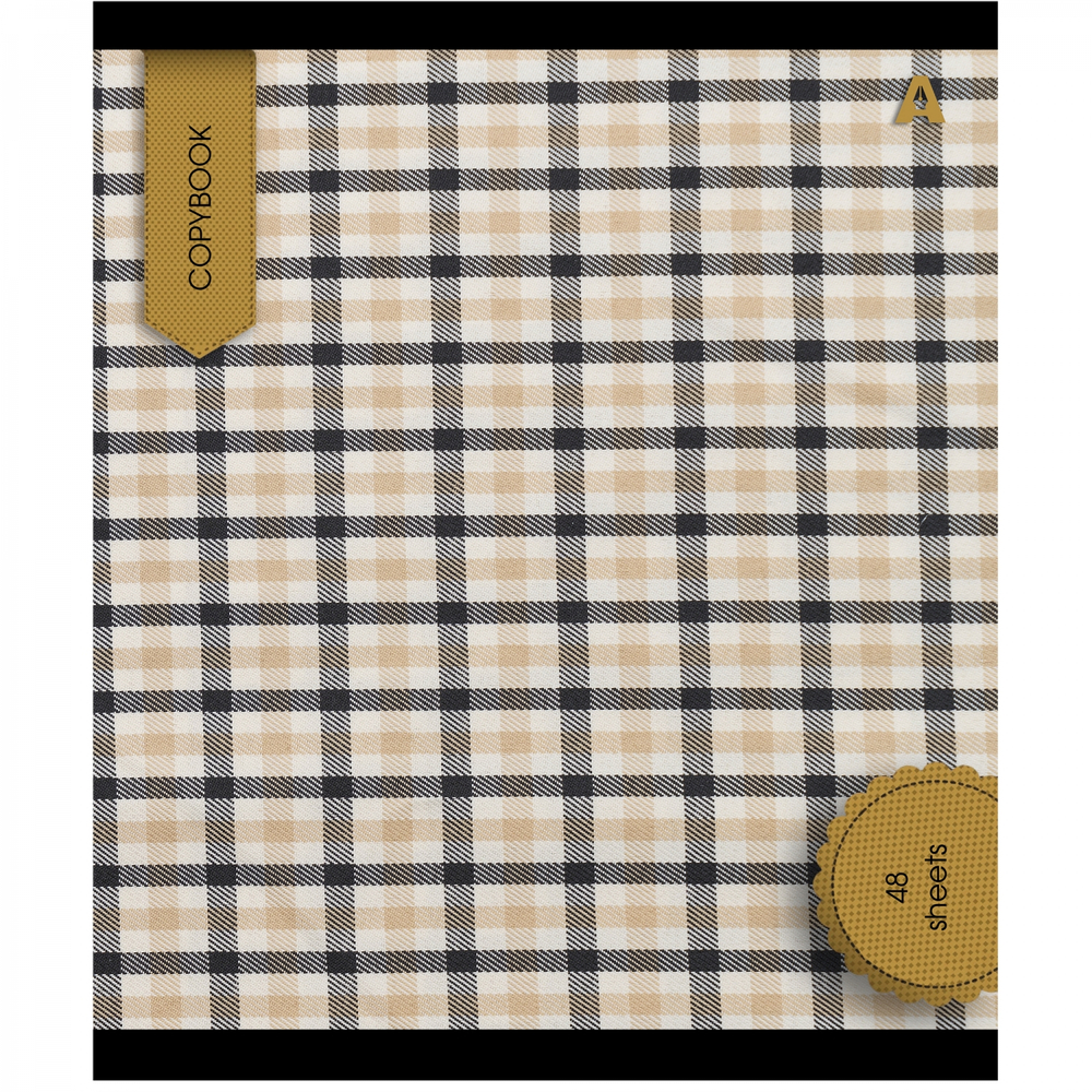 Тетрадь 48л., А5, линия, Alingar "Scotish cage. New"", скрепка, мелованый картон ( стандарт), блок офсет, 5 дизайнов в пленке т/у