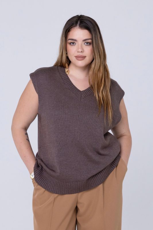 Жилет вязаный, трюфель